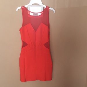 Orange mesh body icon dress